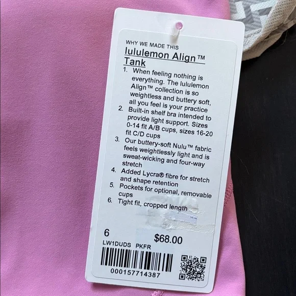 LULULEMON ALIGN TANK IN PINK FROSTING SZ 6 ,10 NWT - Picture 5 of 10